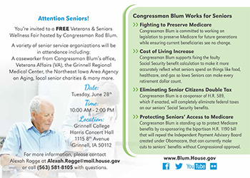 Sample of Hometown Connection franked direct mail townhall meeting notices and invites